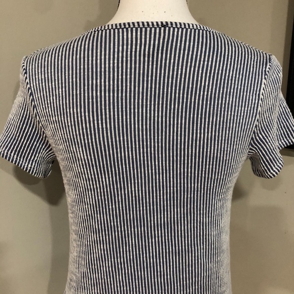 *W5* Blue x White Striped Short Sleeve Button Down Size Small - Picture 5 of 6